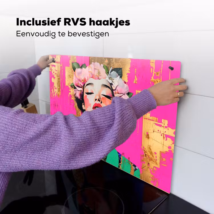 Bloemenkroon - Goud - Vrouw - Portret Inductie beschemer met haakjes klein -ky-ophangen-nl