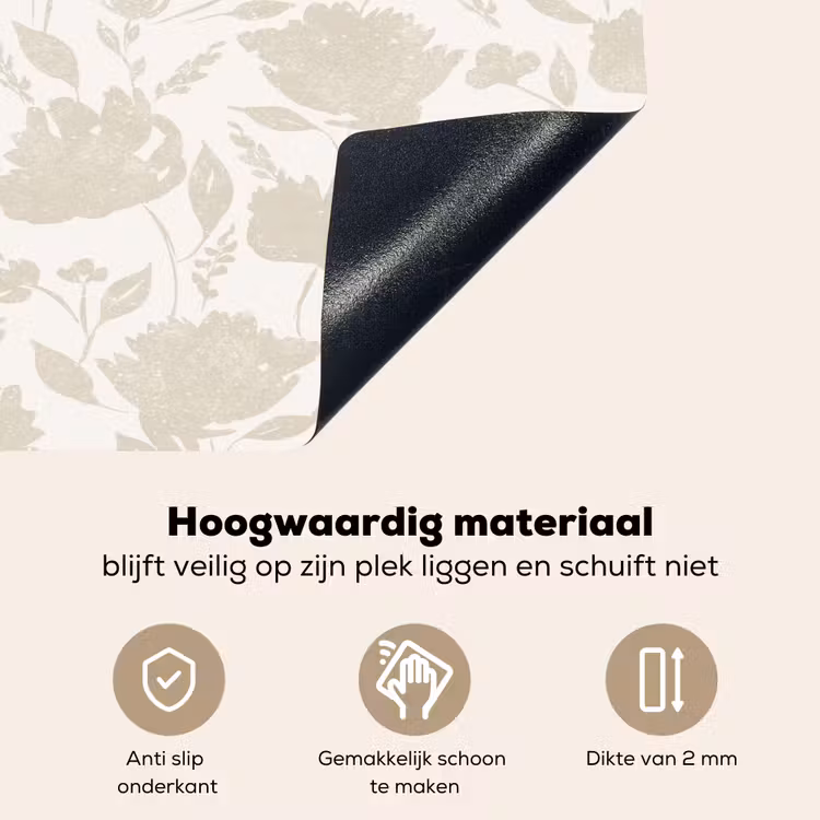 Bloemenpatroon - Silhouet - Wit Inductie beschemer met haakjes klein 777 -ky-onderkant-nl