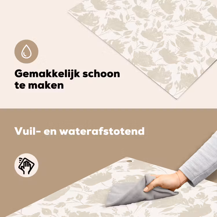 Bloemenpatroon - Silhouet - Wit Inductie beschemer met haakjes klein 777 -ky-schoon-nl