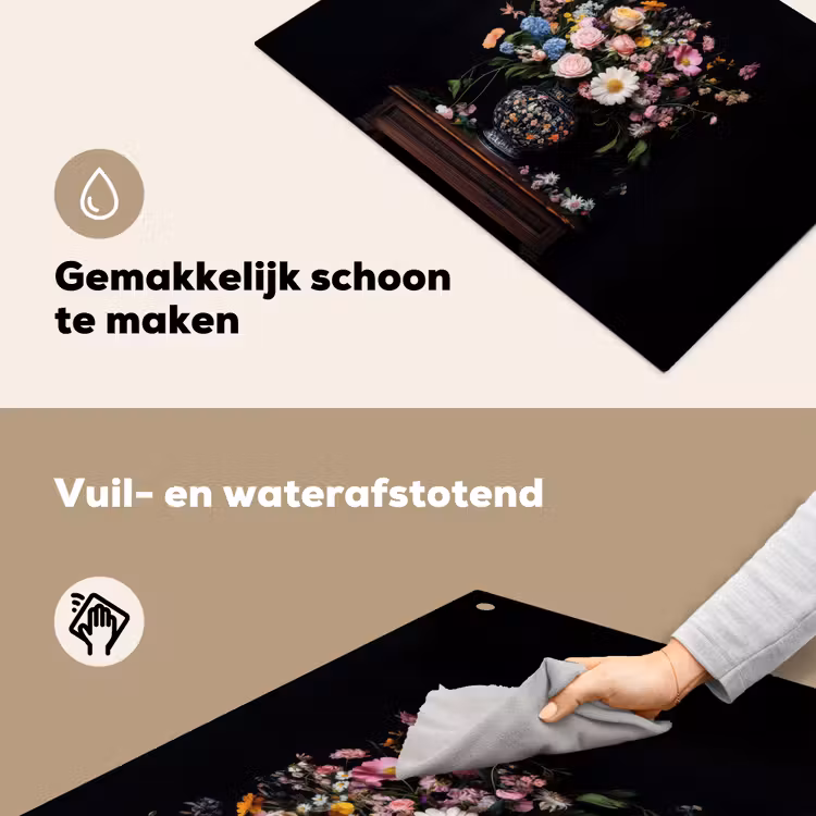 Bloemenvaas - Hout - Bloemen - Boeket Inductie beschemer met haakjes klein -ky-schoon-nl
