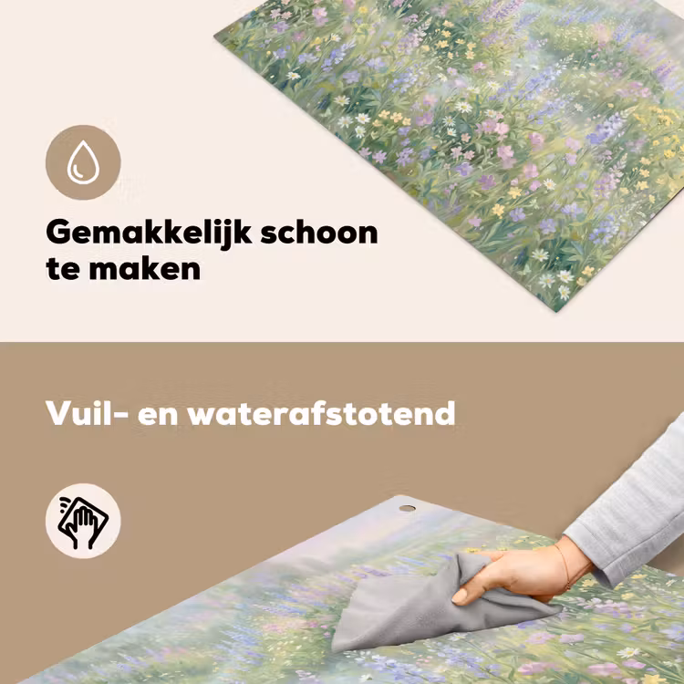 Bloemenveld - Heuvels - Kleurrijk Inductie beschemer met haakjes klein -ky-schoon-nl