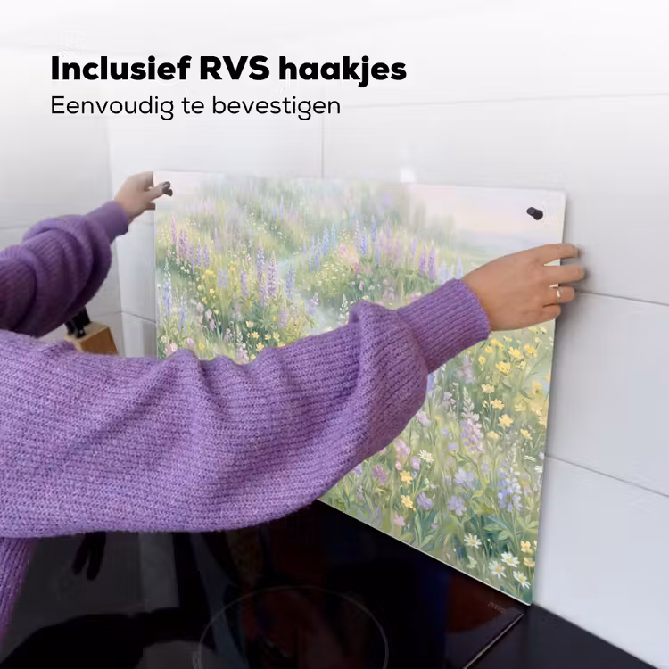 Bloemenveld - Heuvels - Kleurrijk Inductie beschemer met haakjes klein -ky-ophangen-nl