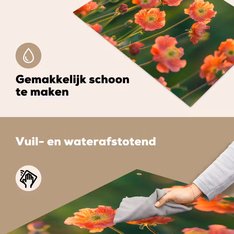 Bloemenveld - Zonnestralen - Oranje Inductie beschemer met haakjes klein -ky-schoon-nl