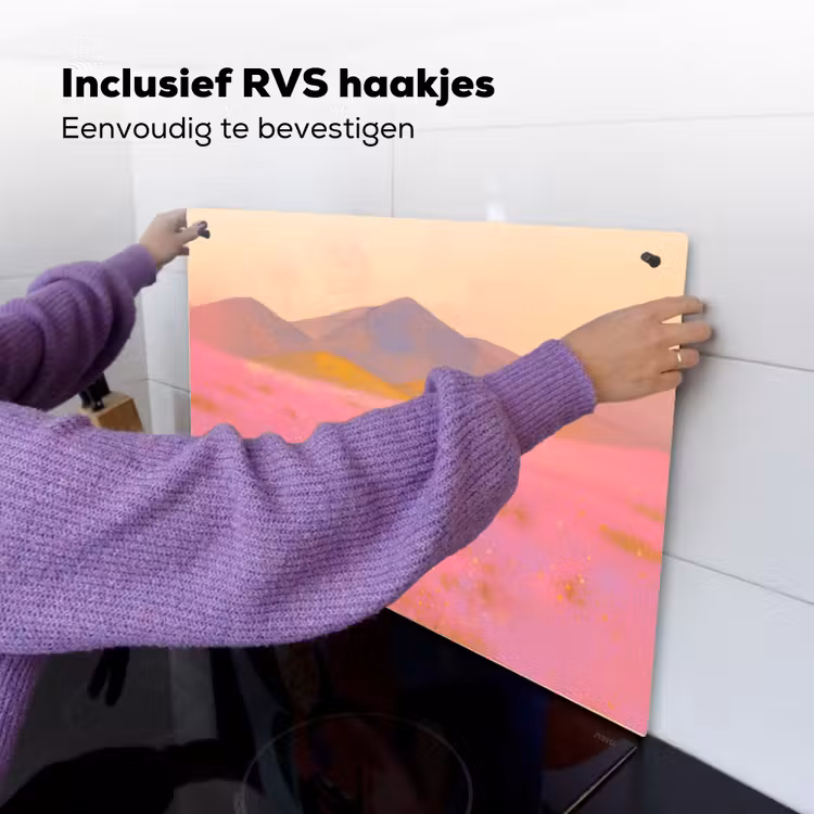 Bloemenweide - Heuvels - Silhouet - Roze Inductie beschemer met haakjes klein -ky-ophangen-nl