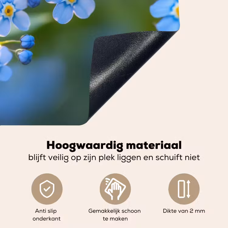 Bloemetjes - Blauw - Vergeet mij nietjes Inductie beschemer met haakjes klein -ky-onderkant-nl