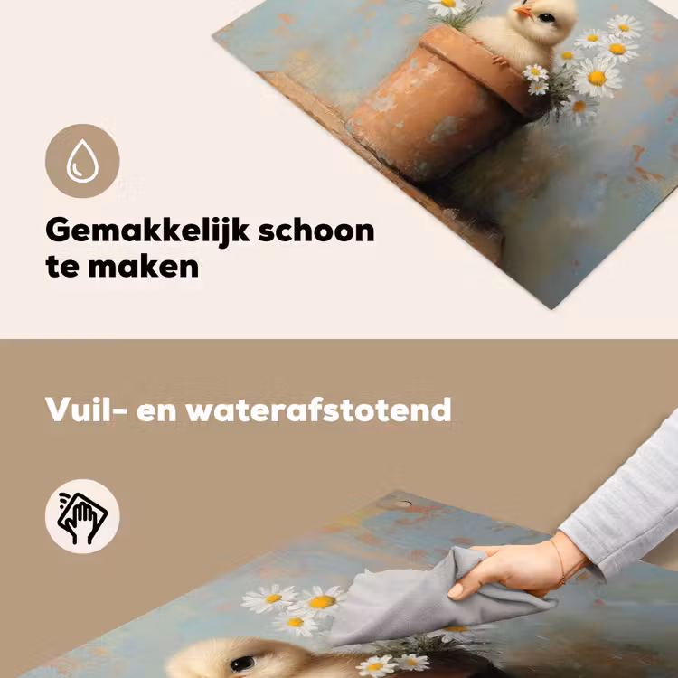 Bloempot - Kuiken - Bloemetjes Inductie beschemer met haakjes klein -ky-schoon-nl