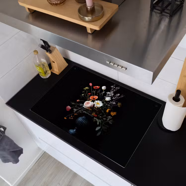 Bloemstuk - Vaas - Zwart Inductie beschemer met haakjes klein -sfeer1