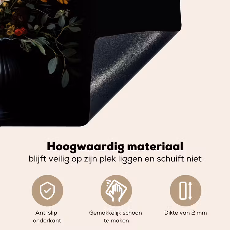 Bloemstuk - Vaas - Zwart Inductie beschemer met haakjes klein -ky-onderkant-nl