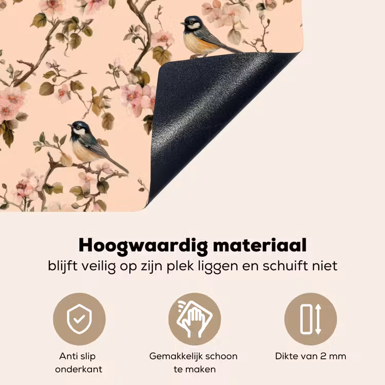 Bloesem - Koolmees - Roze Inductie beschemer met haakjes klein 777 -ky-onderkant-nl