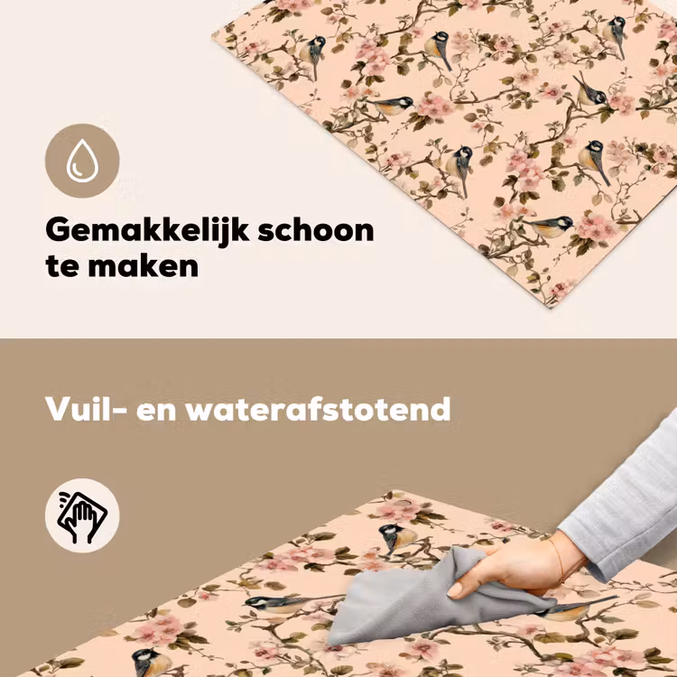 Bloesem - Koolmees - Roze Inductie beschemer met haakjes klein 777 -ky-schoon-nl