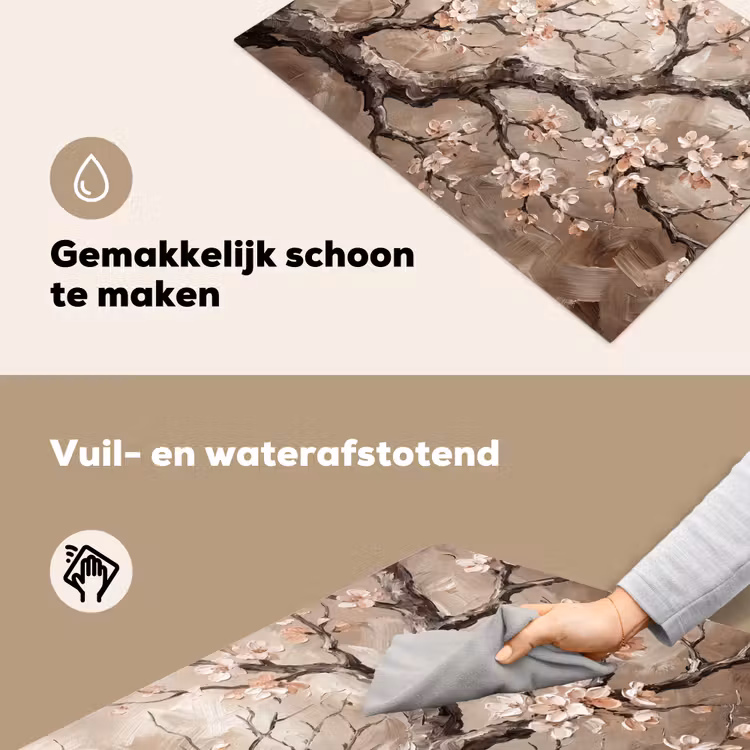 Bloesem - Takken - Schilderij - Beige - Serene Inductie beschemer met haakjes klein -ky-schoon-nl