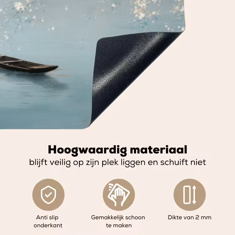 Bloesems - Minimalistisch - Wateroppervlak - Boot Inductie beschemer met haakjes klein -ky-onderkant-nl