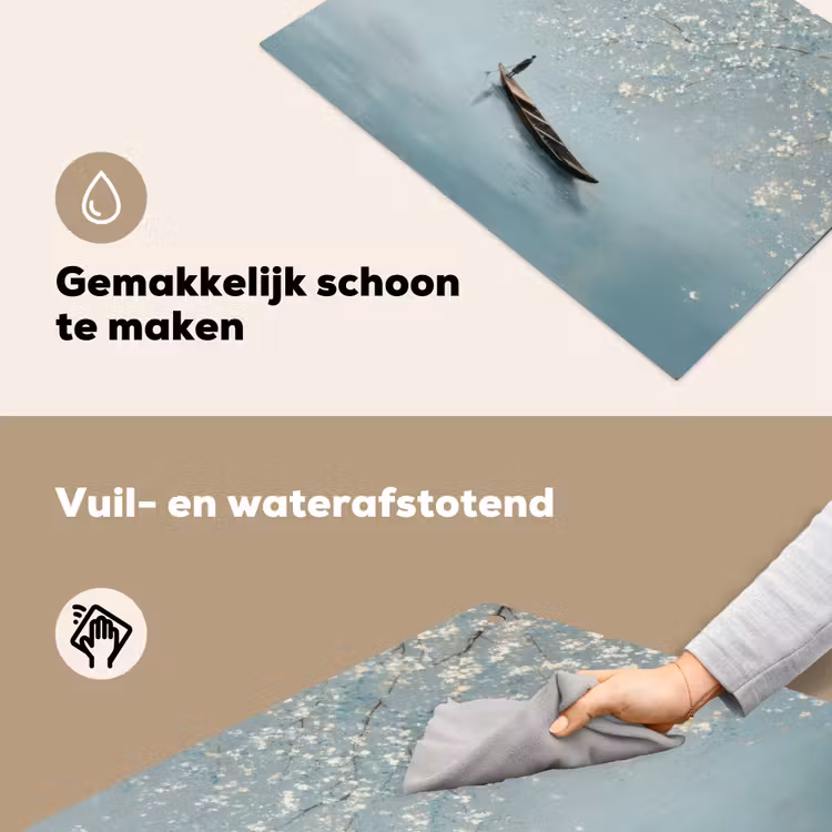 Bloesems - Minimalistisch - Wateroppervlak - Boot Inductie beschemer met haakjes klein -ky-schoon-nl
