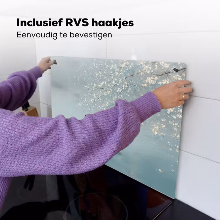 Bloesems - Minimalistisch - Wateroppervlak - Boot Inductie beschemer met haakjes klein -ky-ophangen-nl