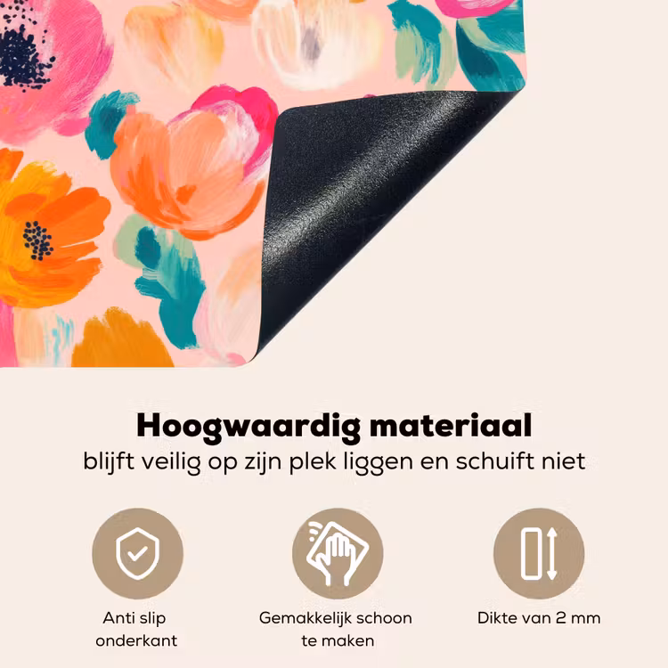 Bloesems - Vrolijk - Kleurrijk Inductie beschemer met haakjes klein 777 -ky-onderkant-nl