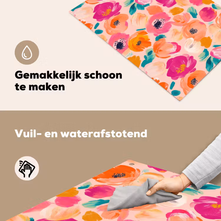Bloesems - Vrolijk - Kleurrijk Inductie beschemer met haakjes klein 777 -ky-schoon-nl