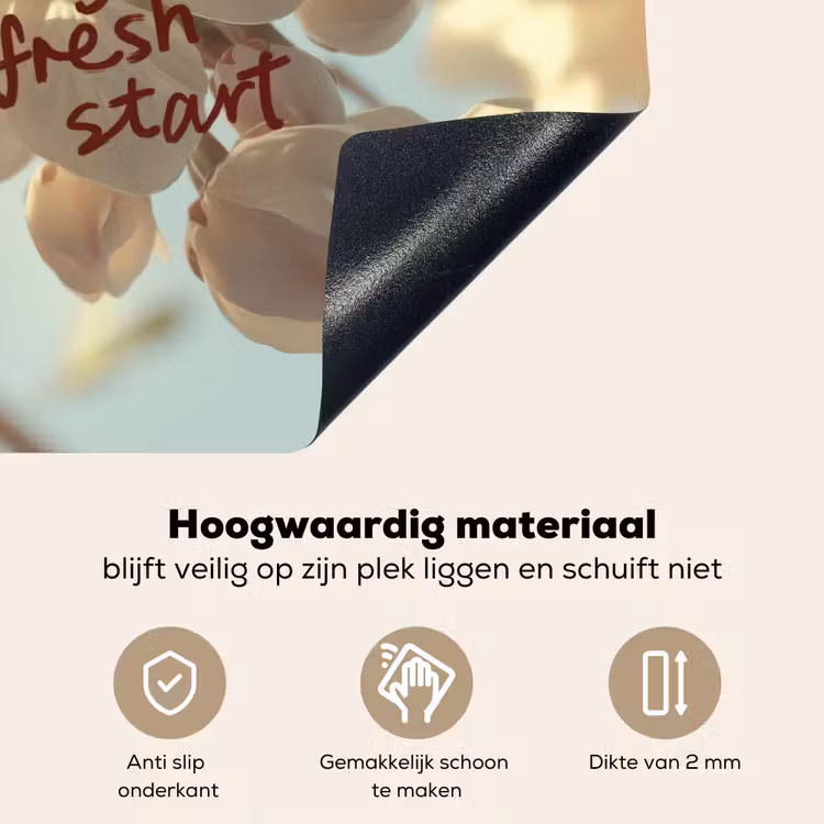 Bloesems - Zonlicht - Quote - Wit Inductie beschemer met haakjes klein -ky-onderkant-nl