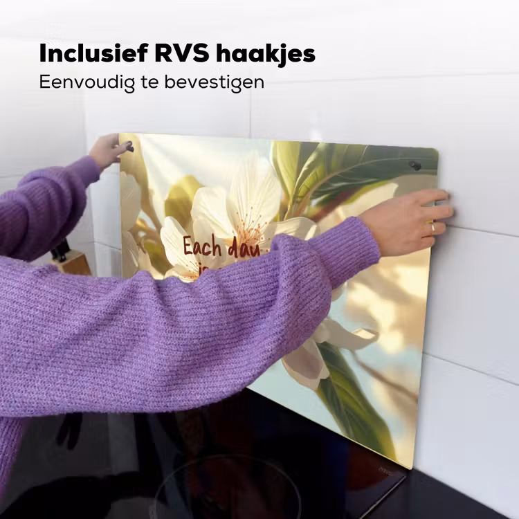 Bloesems - Zonlicht - Quote - Wit Inductie beschemer met haakjes klein -ky-ophangen-nl
