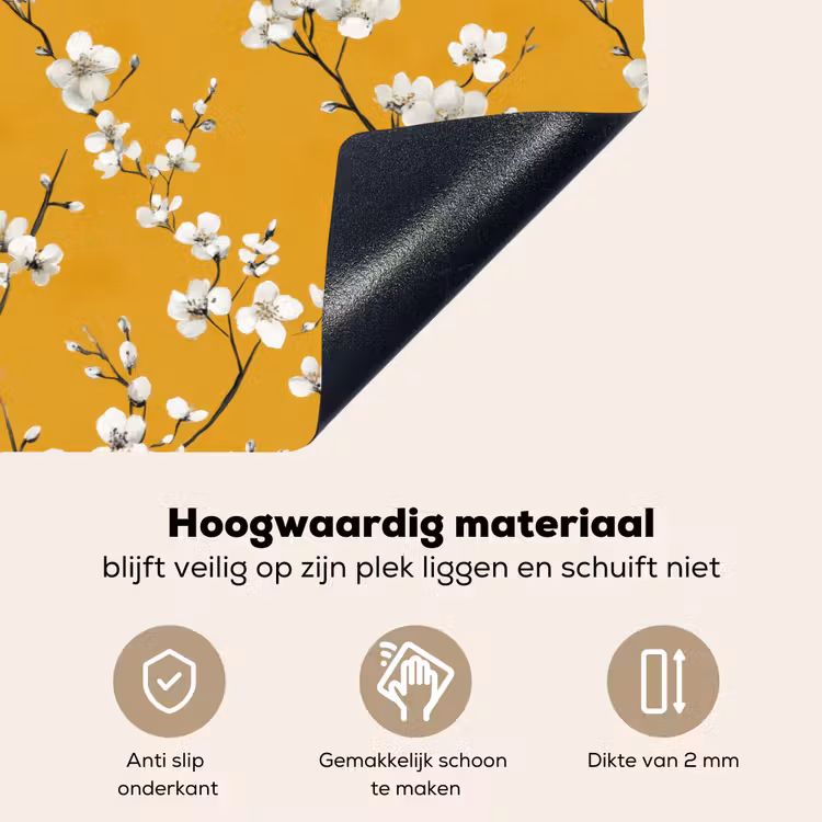 Bloesemtak - Aquarel - Geel Inductie beschemer met haakjes klein 777 -ky-onderkant-nl