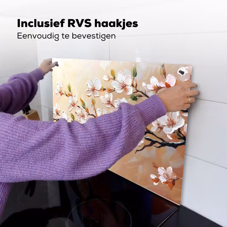 Bloesemtakken - Schilderachtig - Roze Inductie beschemer met haakjes klein -ky-ophangen-nl