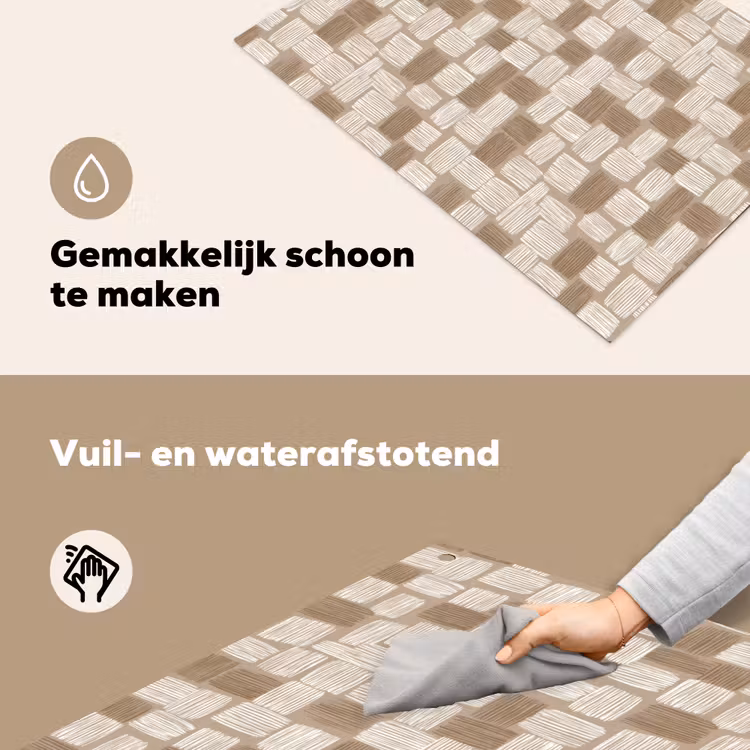 Blok - Patroon - Bruin Inductie beschemer met haakjes klein 777 -ky-schoon-nl