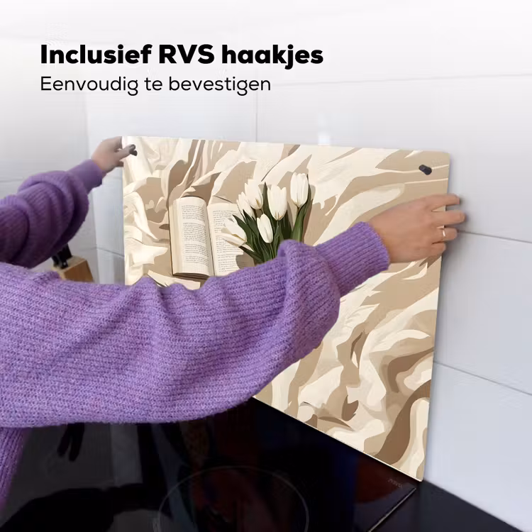 Boek - Illustratie - Tulpen - Koffie Inductie beschemer met haakjes klein -ky-ophangen-nl