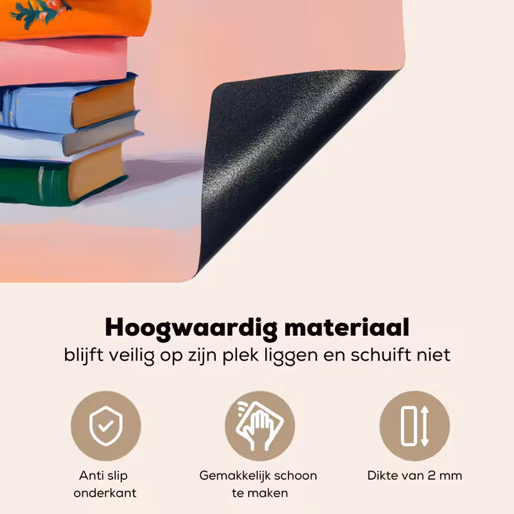 Boeken - Stapel - Kleurrijk Inductie beschemer met haakjes klein -ky-onderkant-nl