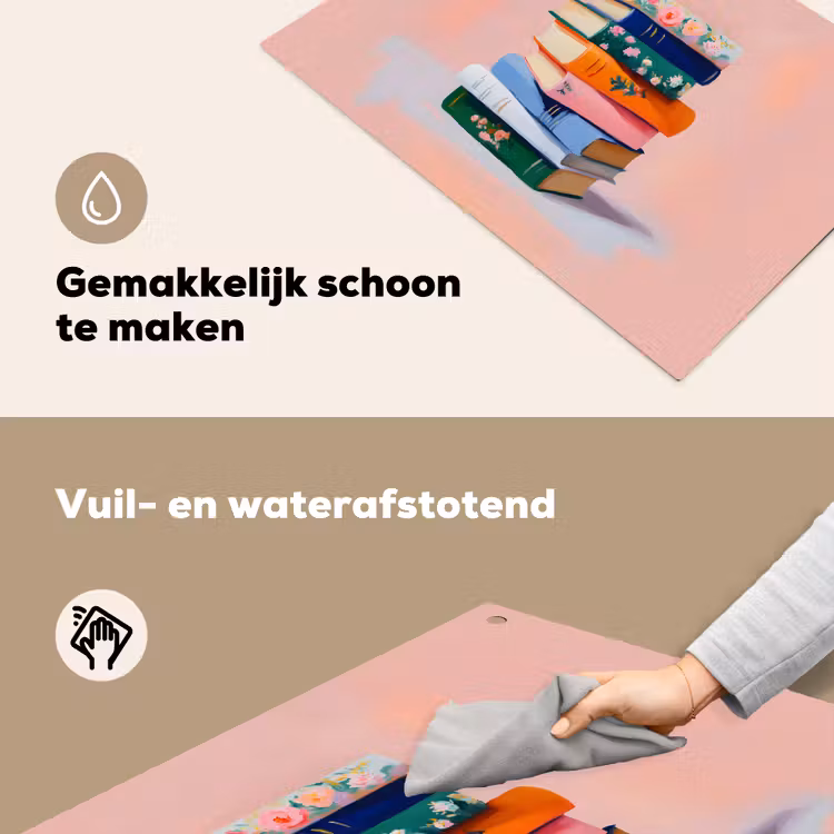 Boeken - Stapel - Kleurrijk Inductie beschemer met haakjes klein -ky-schoon-nl