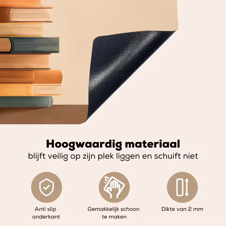 Boeken - Toren - Koffie - Beige Inductie beschemer met haakjes klein -ky-onderkant-nl