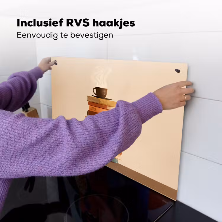 Boeken - Toren - Koffie - Beige Inductie beschemer met haakjes klein -ky-ophangen-nl