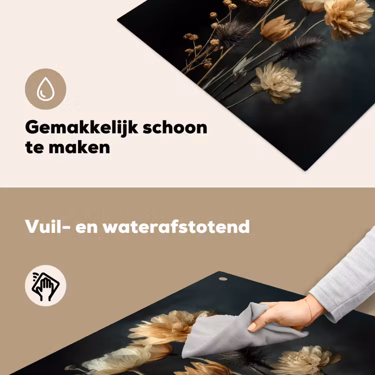 Boeket - Bloemen - Licht - Zwart Inductie beschemer met haakjes middel -ky-schoon-nl