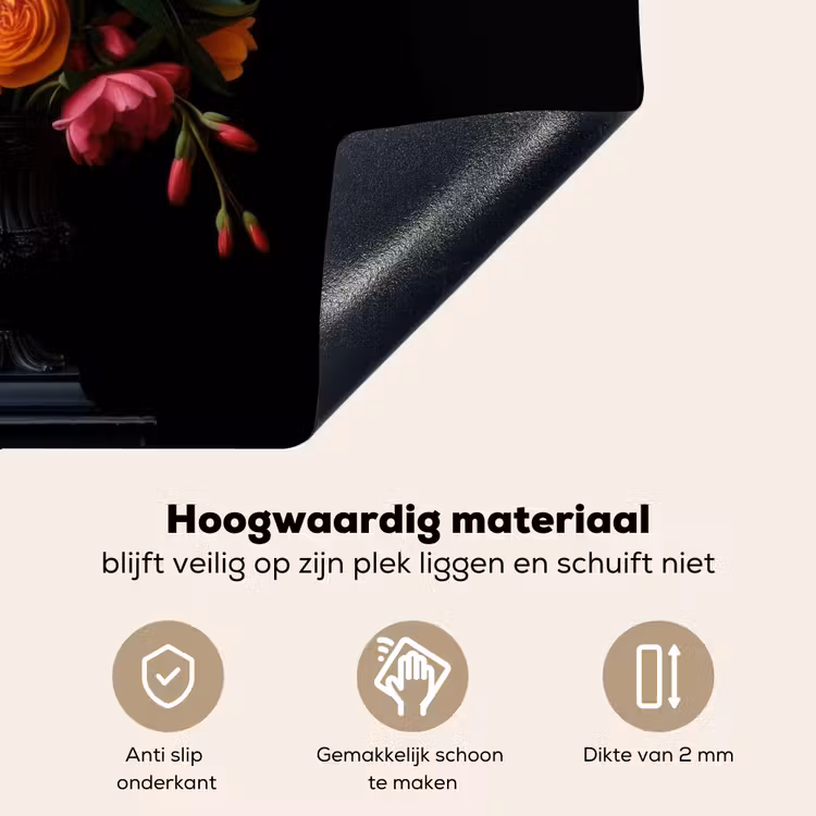 Boeket - Romantisch - Kleurrijk Inductie beschemer met haakjes klein -ky-onderkant-nl