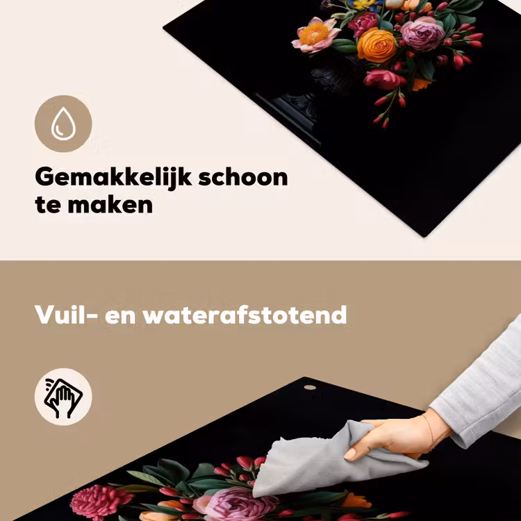 Boeket - Romantisch - Kleurrijk Inductie beschemer met haakjes klein -ky-schoon-nl