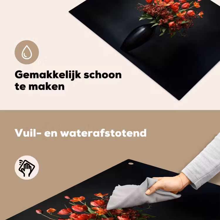 Boeket - Tulpen - Vaas - Rood Inductie beschemer met haakjes klein -ky-schoon-nl
