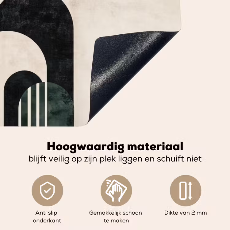 Bogen - Donkergroen - Lijnen Inductie beschemer met haakjes klein -ky-onderkant-nl