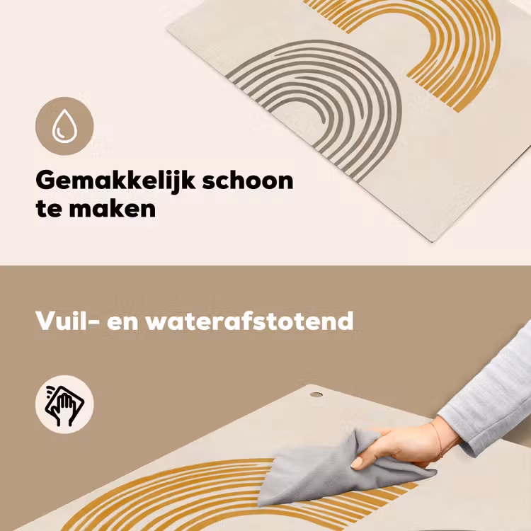 Bogen - Lijnen - Oranje - Minimalistisch Inductie beschemer met haakjes klein -ky-schoon-nl
