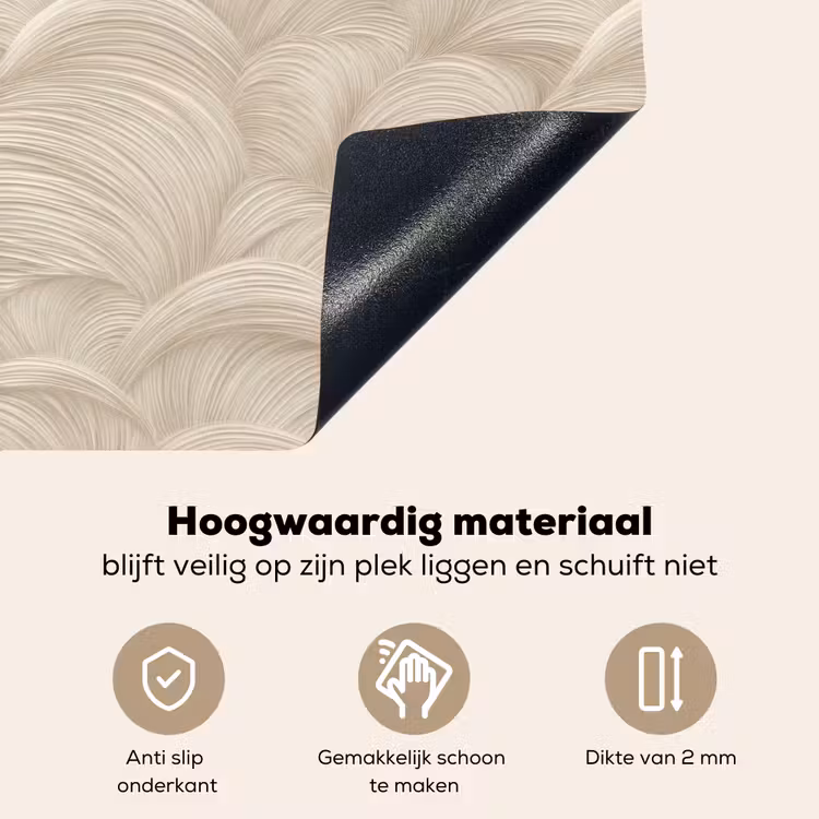 Bogen - Patroon - Beige Inductie beschemer met haakjes klein 777 -ky-onderkant-nl