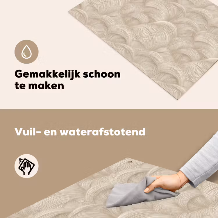 Bogen - Patroon - Beige Inductie beschemer met haakjes klein 777 -ky-schoon-nl