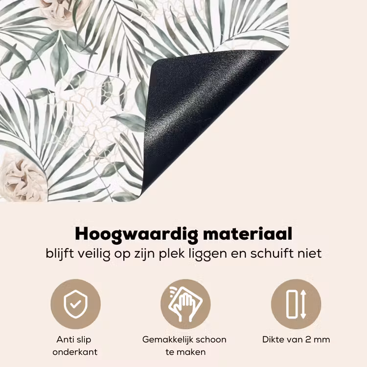 Bohemian - Bladeren - Bloemen - Tropisch Inductie beschemer met haakjes klein -ky-onderkant-nl