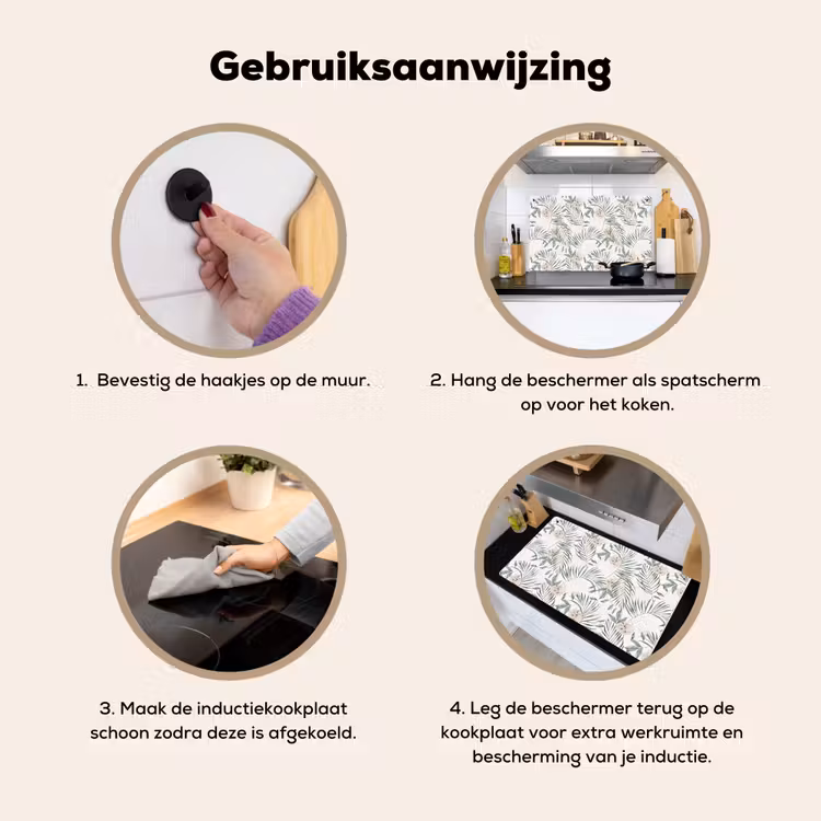 Bohemian - Bladeren - Bloemen - Tropisch Inductie beschemer met haakjes klein -ky-gebruik-nl
