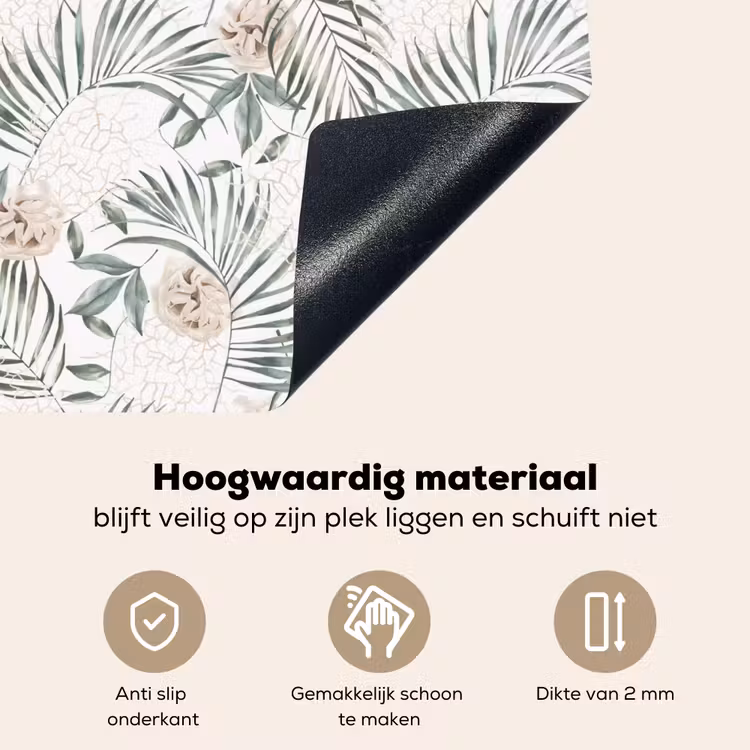 Boho - Jungle - Bloemen - Bladeren Inductie beschemer met haakjes klein -ky-onderkant-nl