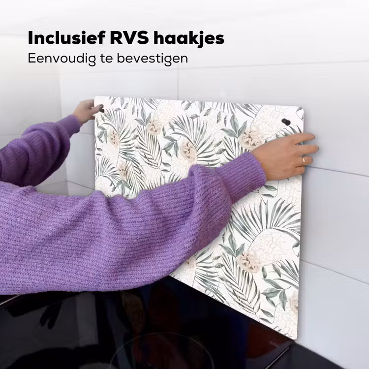 Boho - Jungle - Bloemen - Bladeren Inductie beschemer met haakjes klein -ky-ophangen-nl