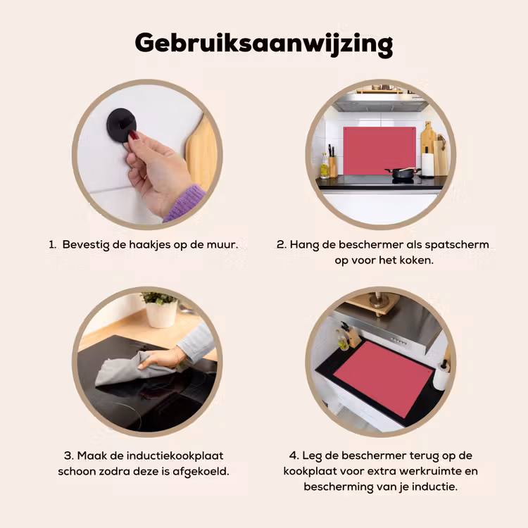 Bold - Berry - Rood Inductie beschemer met haakjes klein 777 -ky-gebruik-nl