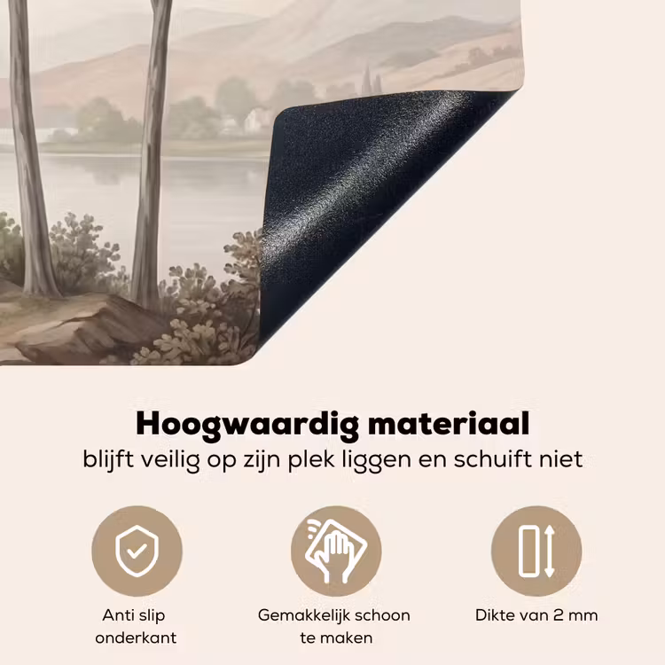 Bomen - Meer - Bergen - Illustratie Inductie beschemer met haakjes klein -ky-onderkant-nl