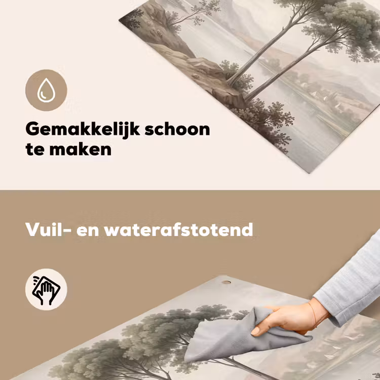 Bomen - Meer - Bergen - Illustratie Inductie beschemer met haakjes klein -ky-schoon-nl