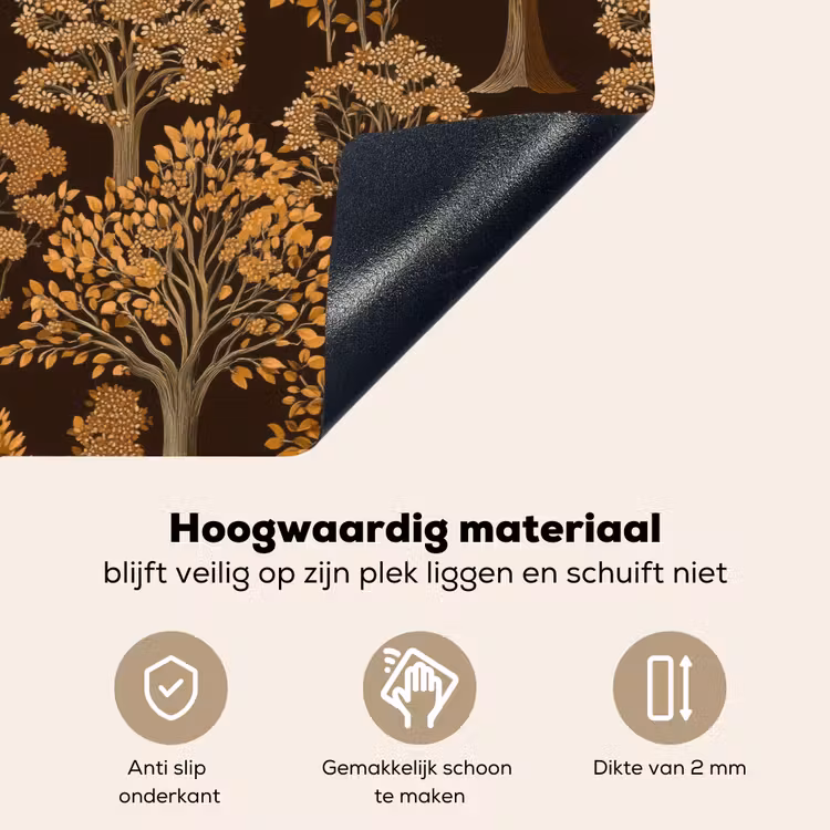 Bomen - Patroon - Bruin Inductie beschemer met haakjes klein 777 -ky-onderkant-nl