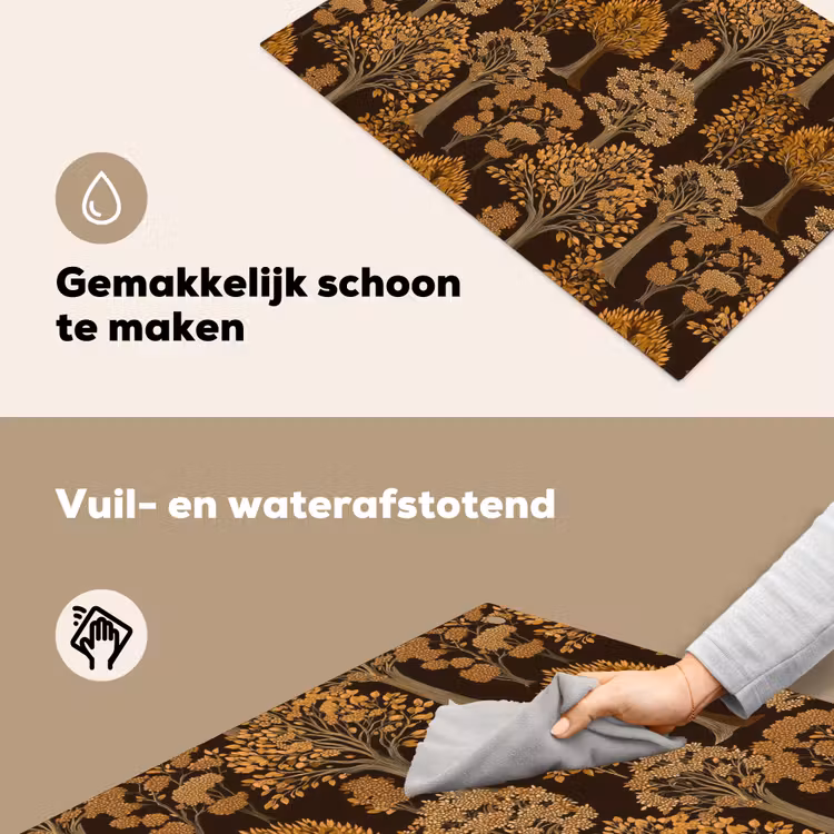 Bomen - Patroon - Bruin Inductie beschemer met haakjes klein 777 -ky-schoon-nl