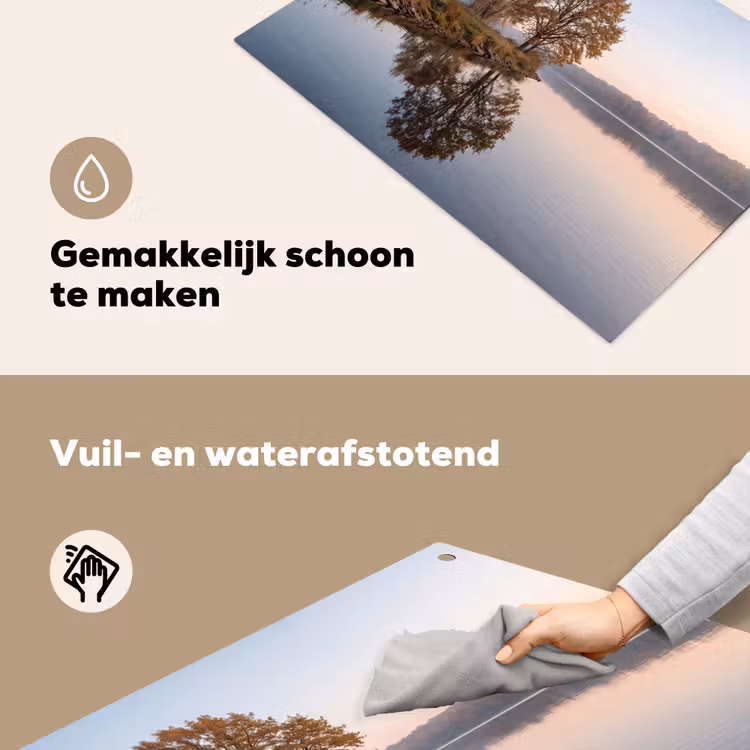 Bomen - Reflectie - Water - Zonsopgang - Serene Inductie beschemer met haakjes klein -ky-schoon-nl