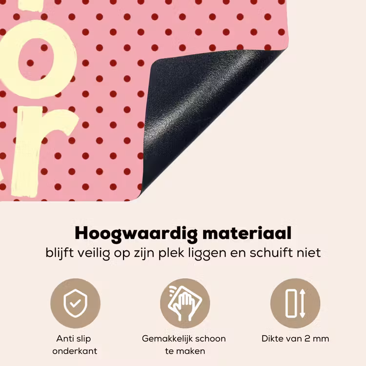 Bonjour - Stippen - Roze- Geel Inductie beschemer met haakjes klein -ky-onderkant-nl