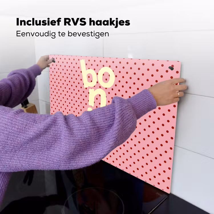 Bonjour - Stippen - Roze- Geel Inductie beschemer met haakjes klein -ky-ophangen-nl